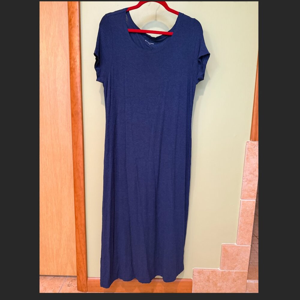 Eileen Fisher Casual Blue Dress – Short Sleeve, Medium